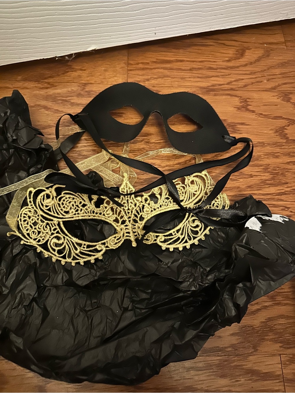 Gold Lace Masquerade Eye Mask - Women's and Men’s black mask